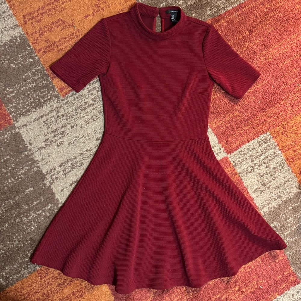 Forever 21 Burgundy Ribbed Dress